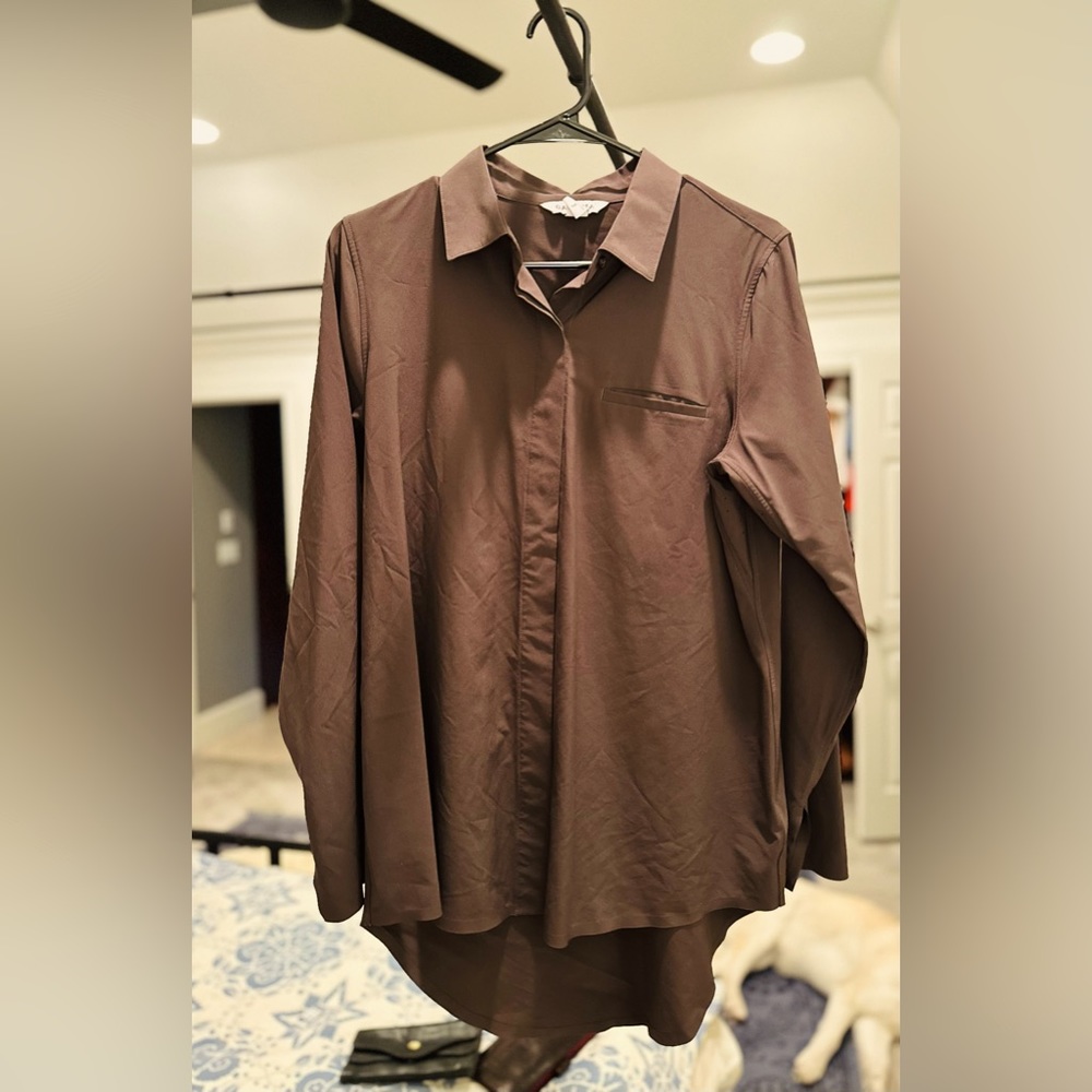Athleta Button Up Brown Oversized Shirt